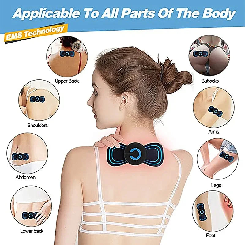Mini Rechargeable Neck Massager Portable Electric Neck Massage Cervical Massage Patch 6 Modes 10 Lev...