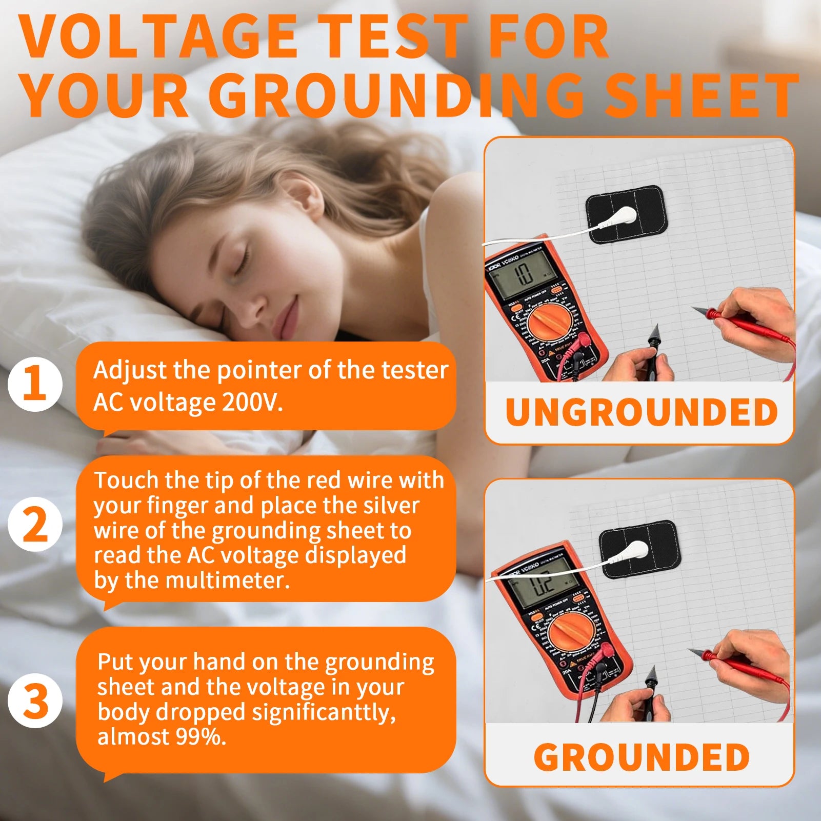 Grounding Sheets Earthing Flat Sheet Fit All Bed Sizes with Conductive Cord Earth Connected Cotton+S...
