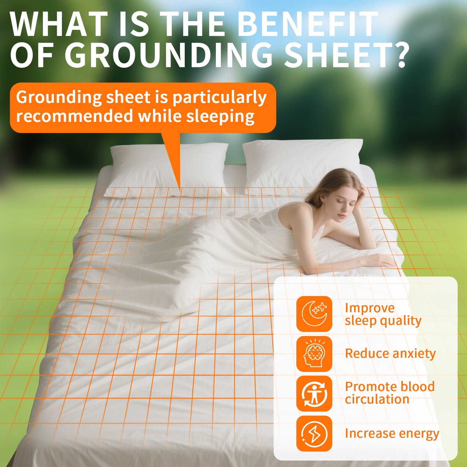 Grounding Sheets Earthing Flat Sheet Fit All Bed Sizes with Conductive Cord Earth Connected Cotton+S...