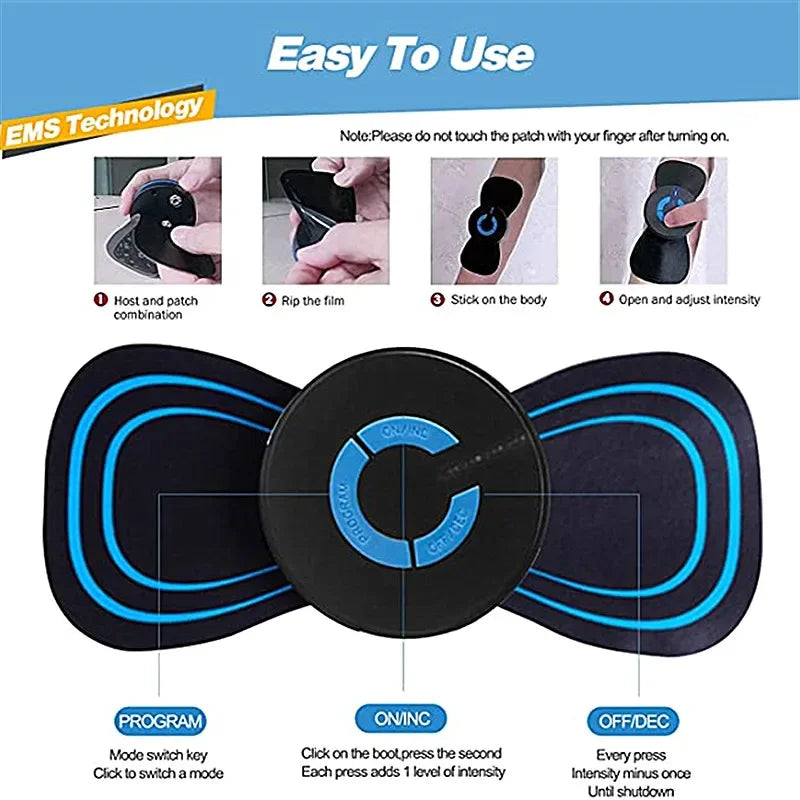 Mini Rechargeable Neck Massager Portable Electric Neck Massage Cervical Massage Patch 6 Modes 10 Lev...