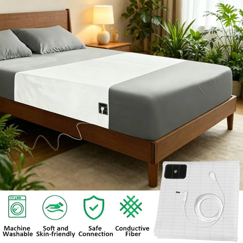 Grounding Sheets Earthing Flat Sheet Fit All Bed Sizes with Conductive Cord Earth Connected Cotton+S...