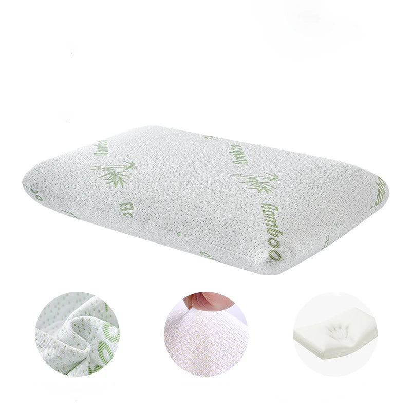 Bamboo Fiber Skin-Friendly Memory Foam Pillow Slow Rebound Bread Pillow Single Hotel B&B Cervical Ne...