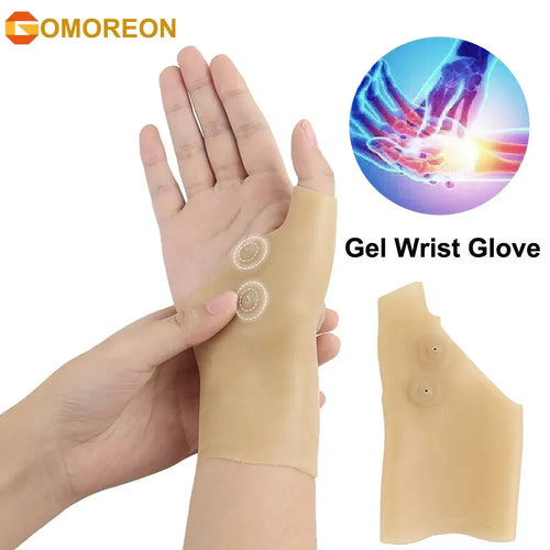 1/2Pcs Magnetic Therapy Wrist Hand Thumb Support Gloves Silicone Gel Arthritis Pressure Corrector Massage Pain Relief Gloves